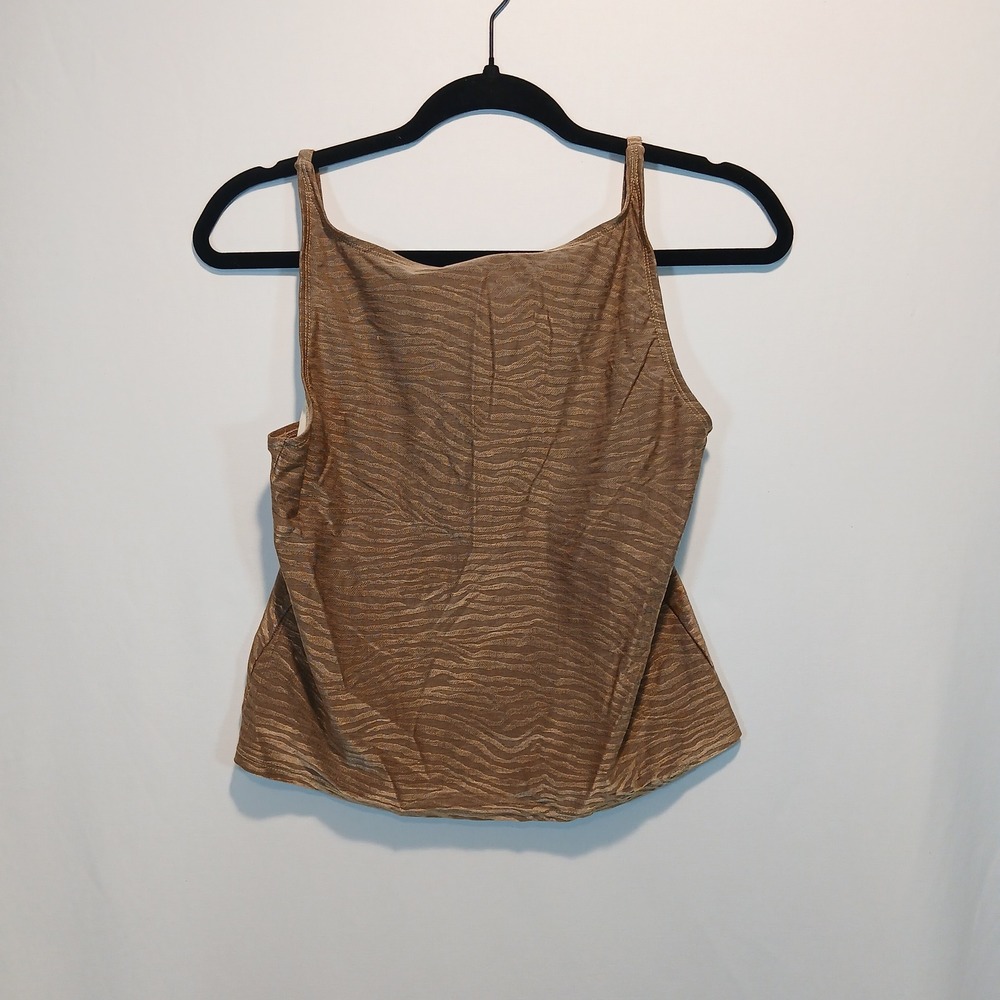 Anne Klein sz 10 Swim Tankini beach boho gold zebra animal print y2k clubwear